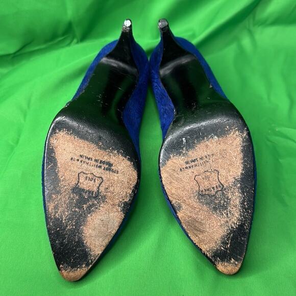 Vintage Stuart Weizmann Cobalt and Black Heels 8 1/2 - Picture 7 of 14